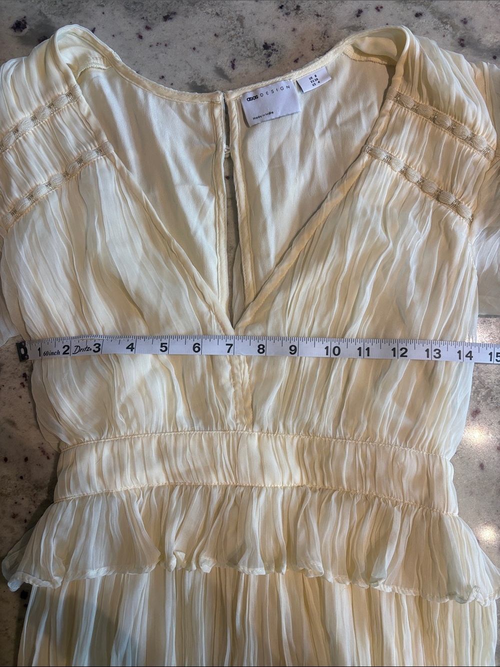ASOS DESIGN Ruched layered midi dress in cream size 4 - Picture 7 of 16